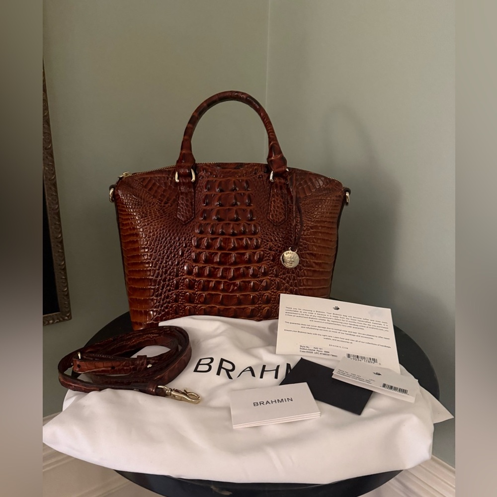 BRAHMIN DUXBURY SATCHEL PECAN MELBOURNE PRISTINE CONDITION